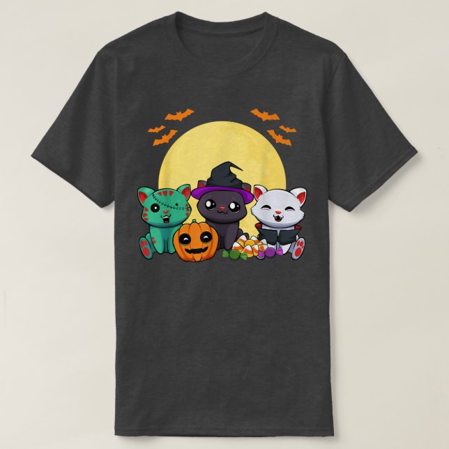 Camiseta Cat Witold Zombie Vampiro Preguiçoso Figurino de H (Frente do Design)