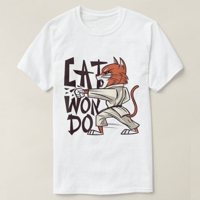 Camiseta Cat Won Do Funny Martial Arts Cat (Frente do Design)
