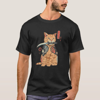 Camiseta Cat Yakuza Cat Samurai Cat Tattoo Style Japão Anim