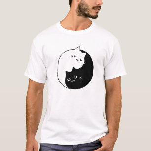 Camiseta Cat Yin Yang Engraçado Cartoon Kitten Pet Lovers