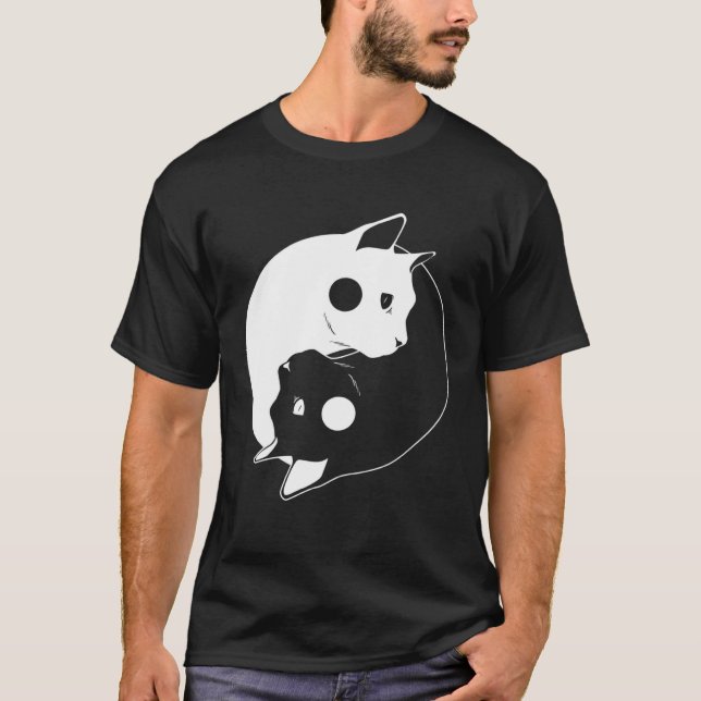 Camiseta Cat Yin Yang Opposite Forces Arts Feline (Frente)