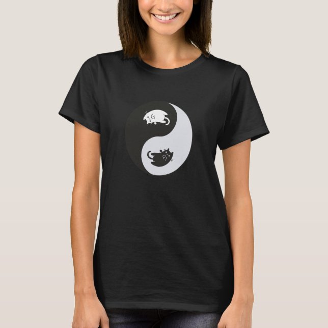 Camiseta Cat Yin Yang Vibes Feline Yoga Chi Gong Ying (Frente)