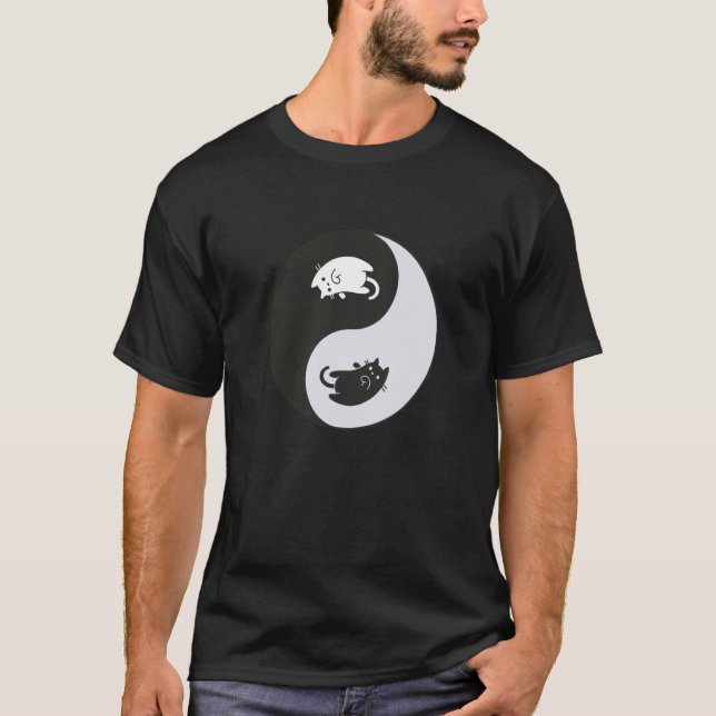 Camiseta Cat Yin Yang Vibes Feline Yoga Chi Gong Ying (Frente)