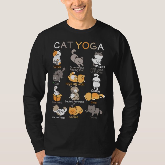Camiseta Cat Yoga Poses Zen Meditation Namaste Kitten Cat (Frente)