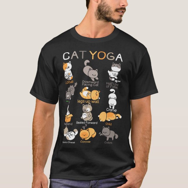 Camiseta Cat Yoga Poses Zen Meditation Namaste Kitten Cat (Frente)