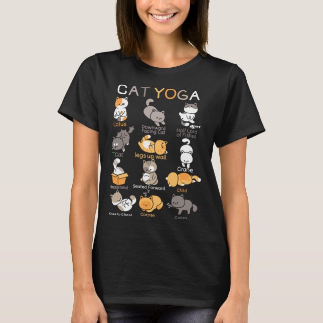 Camiseta Cat Yoga Poses Zen Meditation Namaste Kitten Cat (Frente)