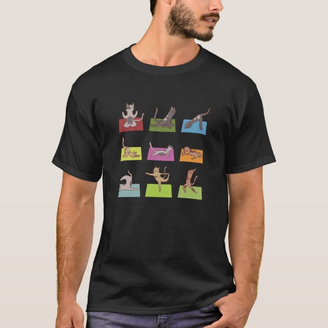 Camiseta Cat Yoga Positions Meditation Yoga (Frente)