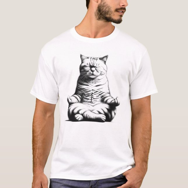 Camiseta Cat Yoga Possui Meditação Gengiva Malhação Engraça (Frente)