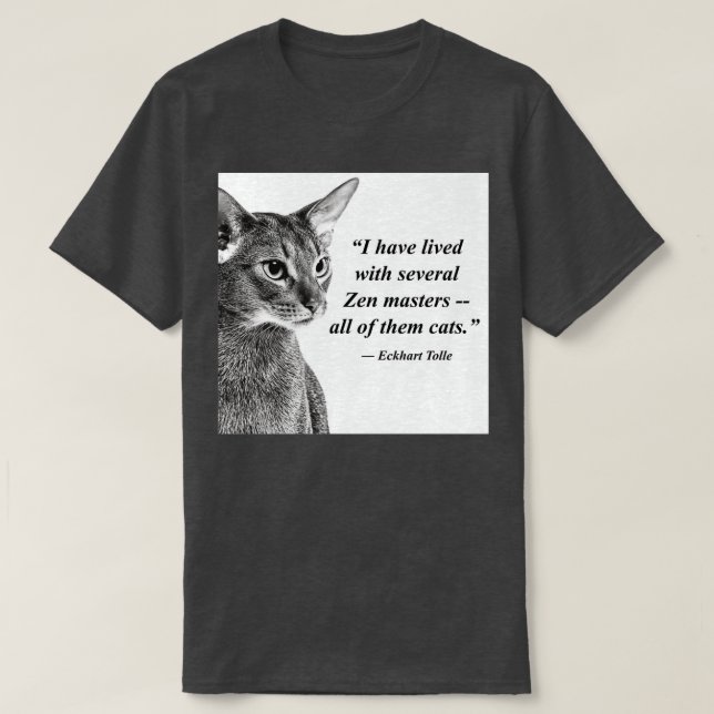 Camiseta Cat Zen Master Eckhart Tolle (Frente do Design)