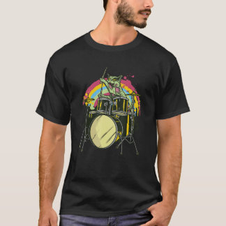 Camiseta Cat  Zombie Cat Drummer  Drum  Music