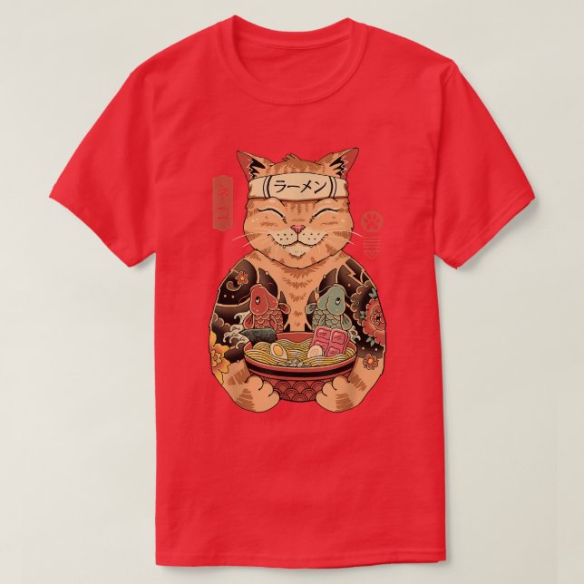 Camiseta Catana - Gato bonito, inspirado em japonês (Frente do Design)