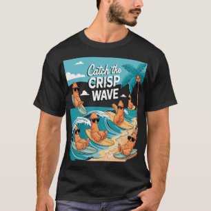 Camiseta Catar a Onda Crisp: Concursos de frango surfando