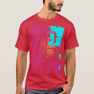 Camiseta Catar de Doha - Mapa de Tipografia Neon