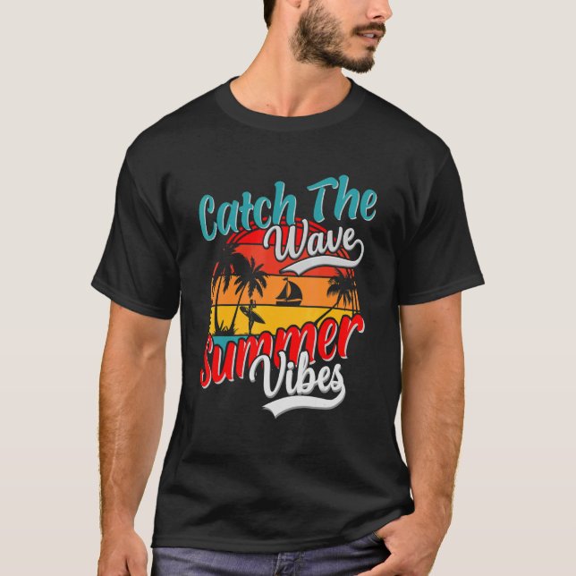Camiseta Catar O Beac Feriado De Férias Do Verão Das Ondas (Frente)