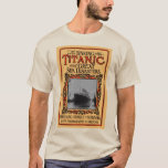 Camiseta Catástrofe Náutica do Navio de Cruzeiro Titânico R<br><div class="desc">O desastre do navio de cruzeiro RMS Titanic restaurou a arte do cobrir do livro de safra originalmente publicada em 1912. Este livro era extremamente popular na época do famoso afundamento do Titanic. Faz uma camiseta de conversa de excelente para colecionadores de memórias Titanic. O cobrir é criado no popular...</div>