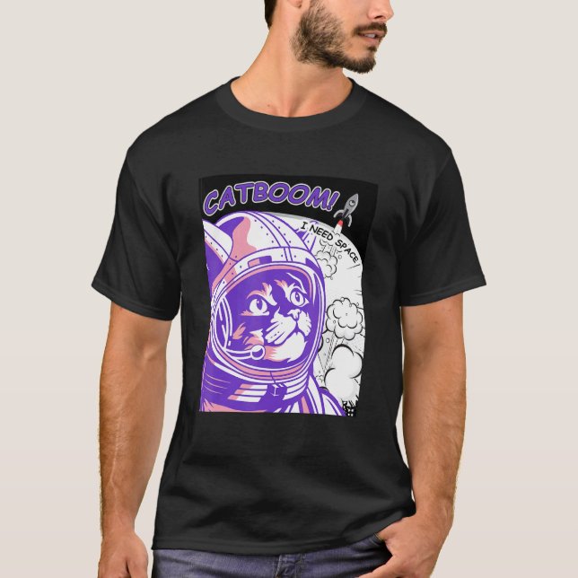 Camiseta CATBOOM Eu Preciso de Espaço Gato Astronauta no Tr (Frente)