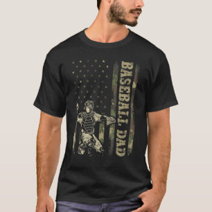 Camiseta Catcher Beisebol  Homem Beisebol Pai Camuflagem Ba