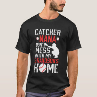 Camiseta Catcher de Beisebol Nana Nana Engraçado de um Gato