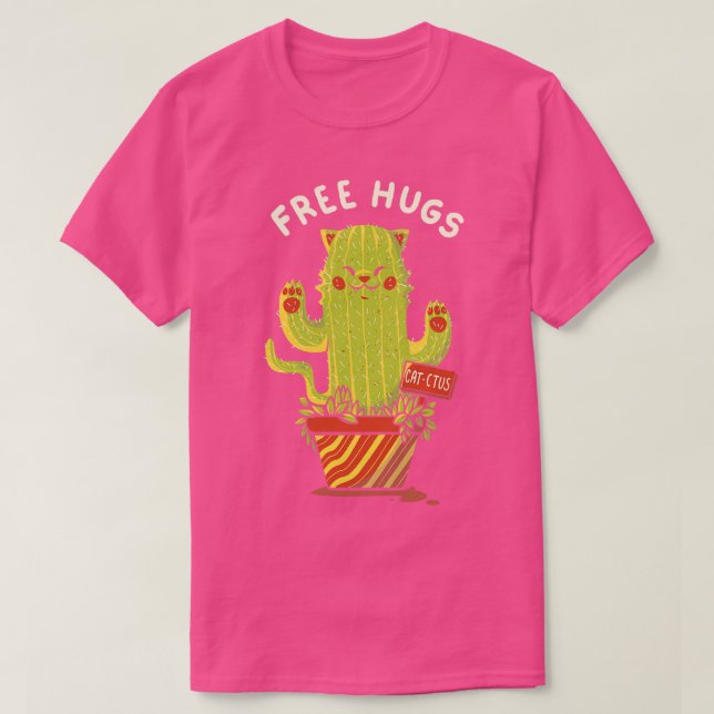 Camiseta Catctus Free Hugs Cats por Tobe Fonseca (Frente do Design)