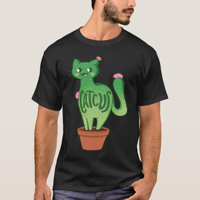 Camiseta Catcus Cat Cactus Succulent Plants Kitty Lovers Fu (Frente)
