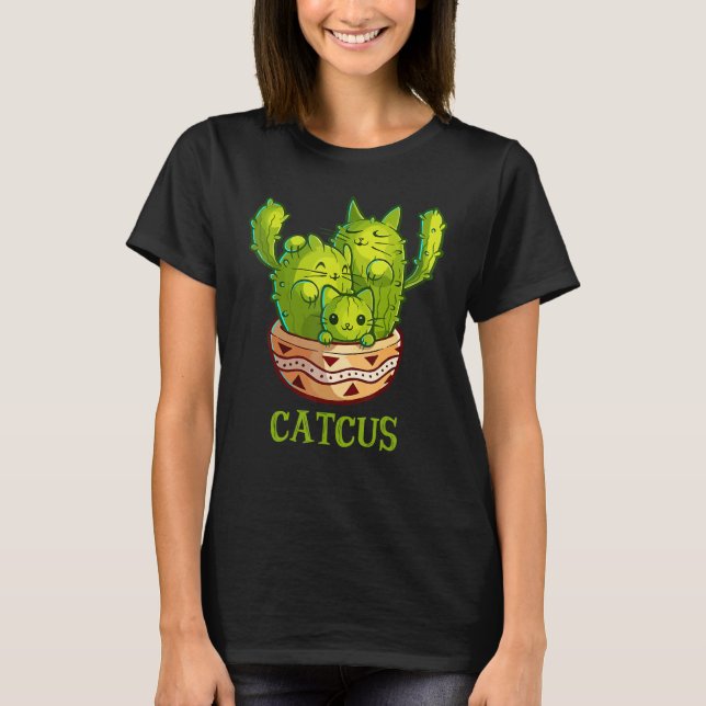 Camiseta Catcus Cute Cat And Cactus Mexican Cactus Cinco De (Frente)