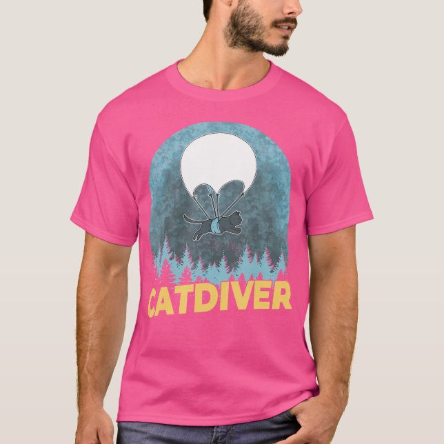 Camiseta Catdiver - Skydiver Engraçado Paraquedista Skydivi (Frente)