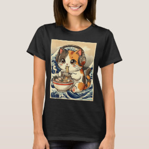 Camiseta Cate Ramen Animes Gamer Arte Japonesa Retro Vintag