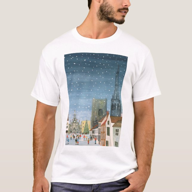 Camiseta Catedral de Chichester uma cena da neve (Frente)