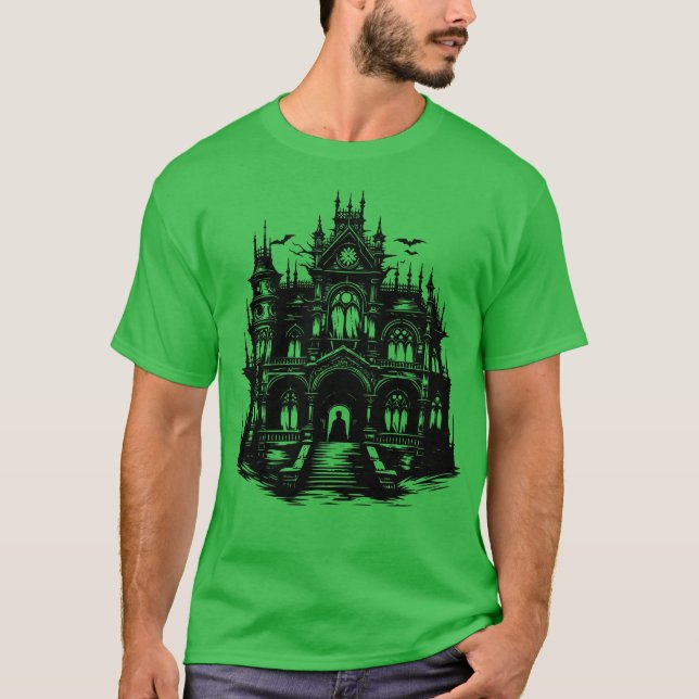 Camiseta Catedral Gótica Assombrada Igreja da Fantasia Escu (Frente)