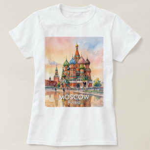 Camiseta Catedral Personalizada de Moscou Rússia Aquarela V