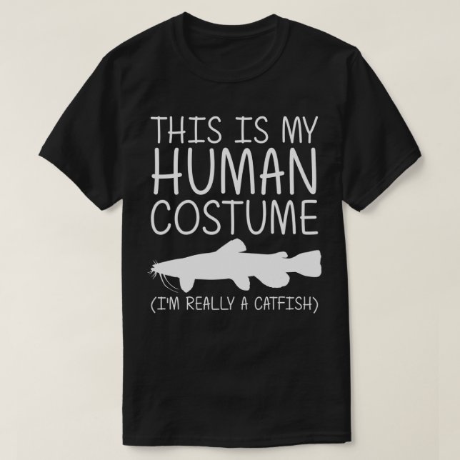 Camiseta Catfish Easy Halloween Costume Humano Fisher Mudca (Frente do Design)