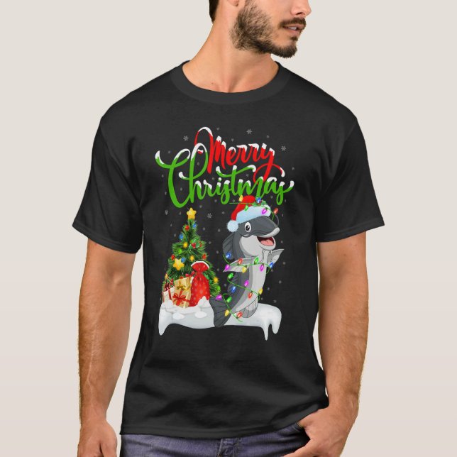 Camiseta Catfish   Xmas Decorations Santa Catfish Christmas (Frente)
