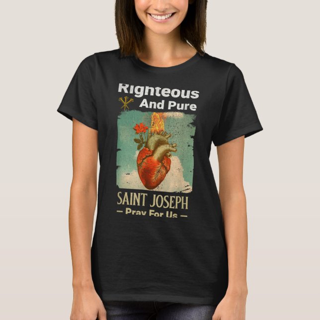 Camiseta Catholic St. Joseph, Patron Saint Of Fathers, Pray (Frente)