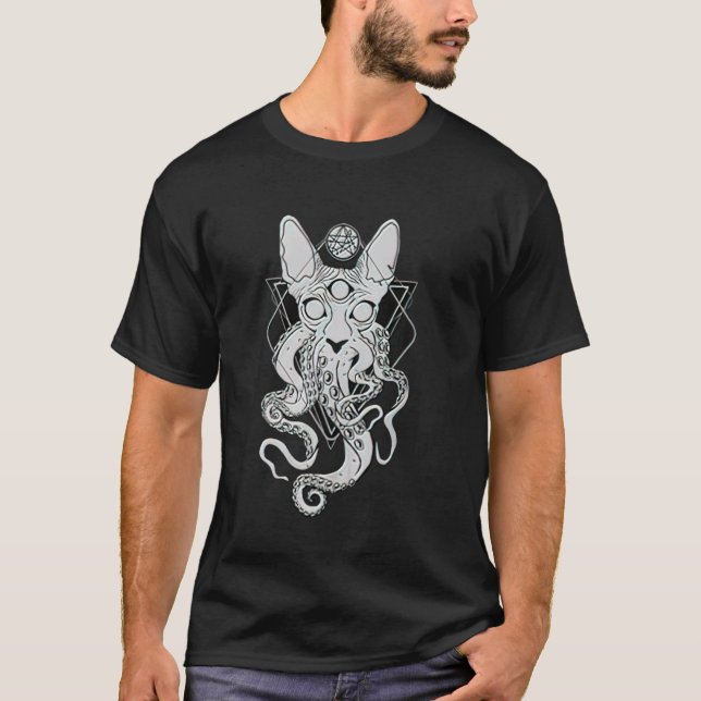 Camiseta CATHULHU - o gato tentáculo cósmico (Frente)