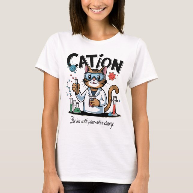 Camiseta Catião - Furioso Gato de Ciência Humorística da Qu (Frente)