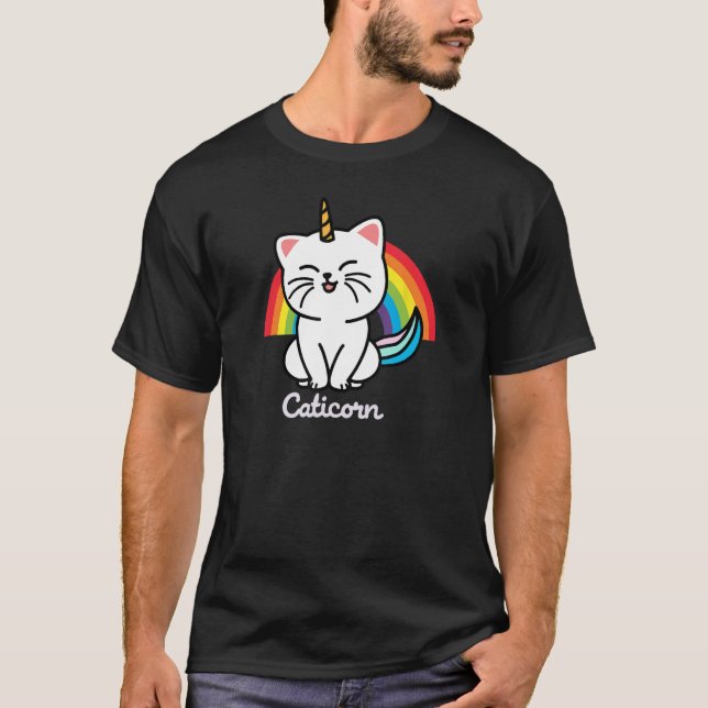 Camiseta Caticorn Cat Unicorn Rainbow (Frente)