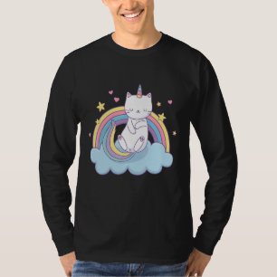 Camiseta Caticorn Com Pipoca Arco-Íris
