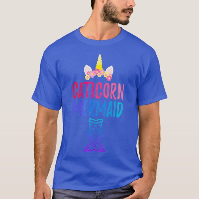Camiseta Caticorn Mermaid Funny Cat Unicorn Swimmer Cute (Frente)