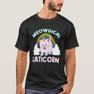 Camiseta Caticórnio Arco-íris Mágico Gato Como Um Unicórnio