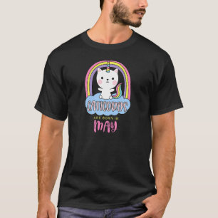 Camiseta Caticorns são Nasceres em maio Aniversário Cat Uni