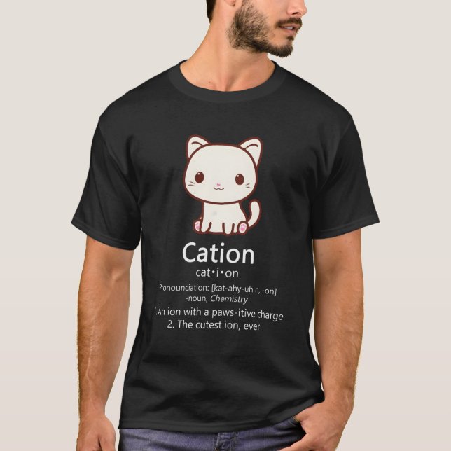 Camiseta Cation Cat Ion Science Pawsitive Pun Chemistry (Frente)