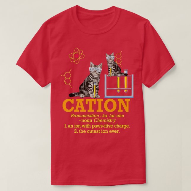 Camiseta Cation Funny Chemistry Humor Science cada Cat Pu (Frente do Design)