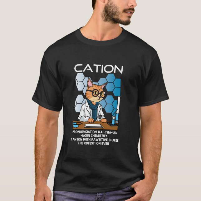 Camiseta Cation Funny Chemistry Humor Science Professor Cat (Frente)