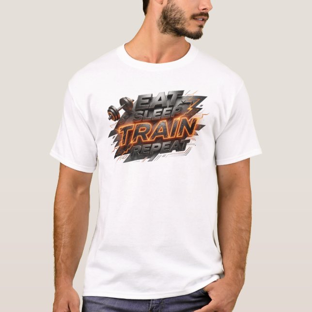 Camiseta Cativante COMA TREINAR REPITA Designer (Frente)