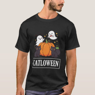 Camiseta Catloween Design Divertido de Gato de Halloween Fa