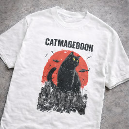 Camiseta Catmageddon Gigante Gato Monstro Cidade Kaiju Humo