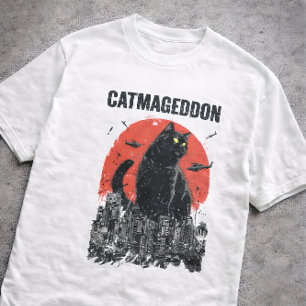 Camiseta Catmageddon Gigante Gato Monstro Cidade Kaiju Humo