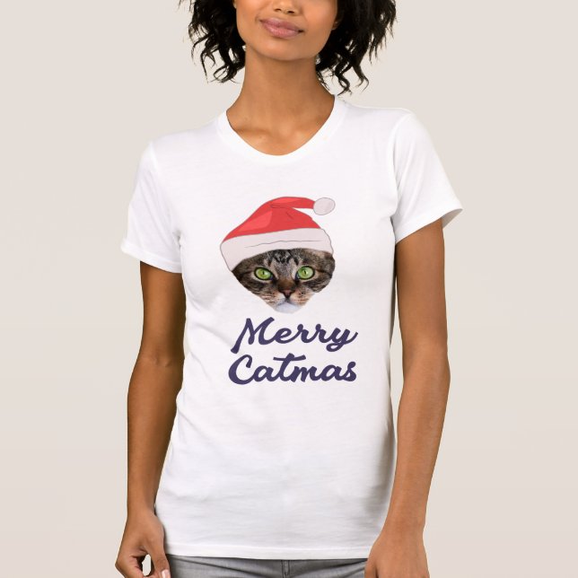 Camiseta Catmas de feliz, Convite para Papai Noel de Natal (Frente)