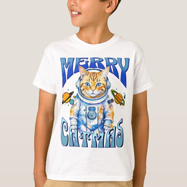 Camiseta Catmas de feliz no espaço (Frente)
