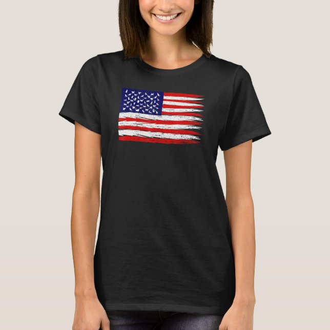 Camiseta Catmerica Cat Flag Independence Day Us Flag Americ (Frente)